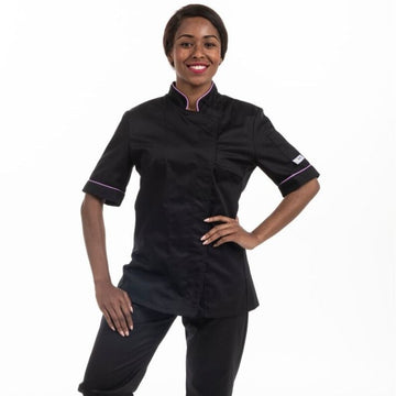 Veste de cuisine femme liseré lilas - ML - MANELLI