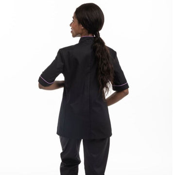Veste de cuisine femme liseré lilas - ML - MANELLI