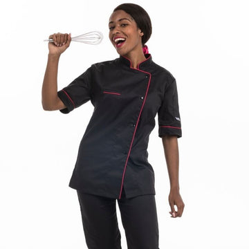 Veste de cuisine femme liseré fushia Elisa - MC - MANELLI