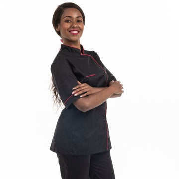 Veste de cuisine femme liseré fushia Elisa - MC - MANELLI