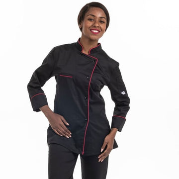 Veste de cuisine femme liseré fushia Elisa - MC - MANELLI