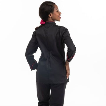 Veste de cuisine femme liseré fushia Elisa - MC - MANELLI