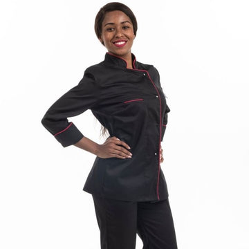 Veste de cuisine femme liseré fushia Elisa - MC - MANELLI