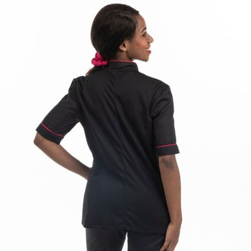 Veste de cuisine femme dos aéré liseré rose - MANELLI