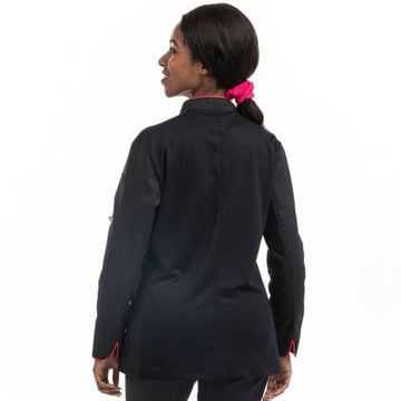 Veste de cuisine femme dos aéré liseré rose - MANELLI