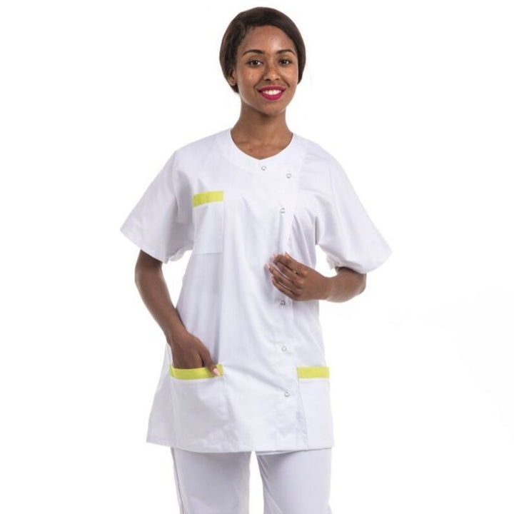 blouse medicale asymetrique serena jaune