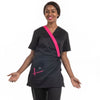 Blouse Esthéticienne Femme Manches Courtes Noire et Rose - MANELLI