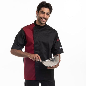 Veste de boucher noir / bordeaux - MANELLI