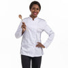 Veste de Boulangère Femme Blanche Liseré Noir Aération Côté - MANELLI