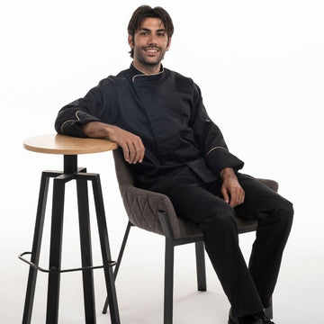 Veste de cuisine noire liseré blanc - MC - MANELLI