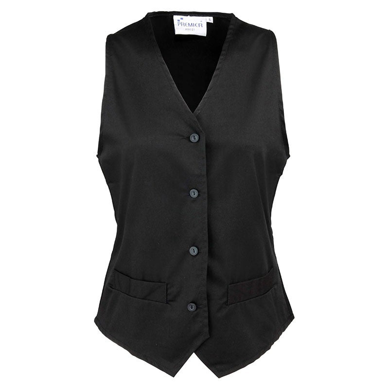 Gilet de Serveuse Noir bouton face TOPTEX