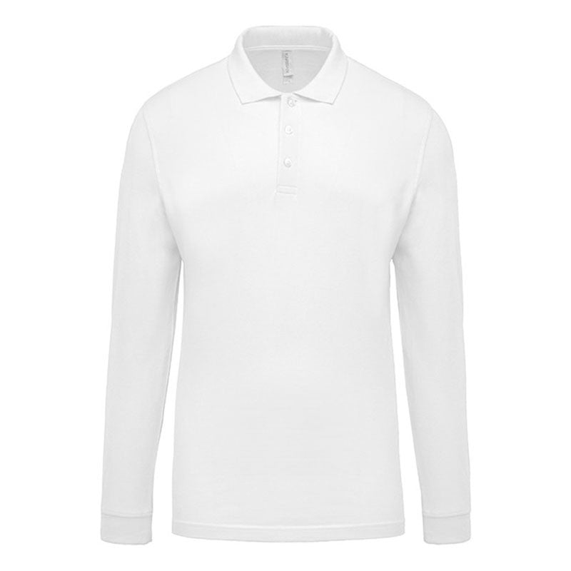 Polo de Travail Coton Blanc Manches Longues Homme TOPTEX