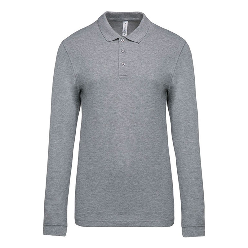 polo de travail gris chiné col v bouton