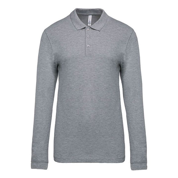 polo de travail gris chiné col v bouton