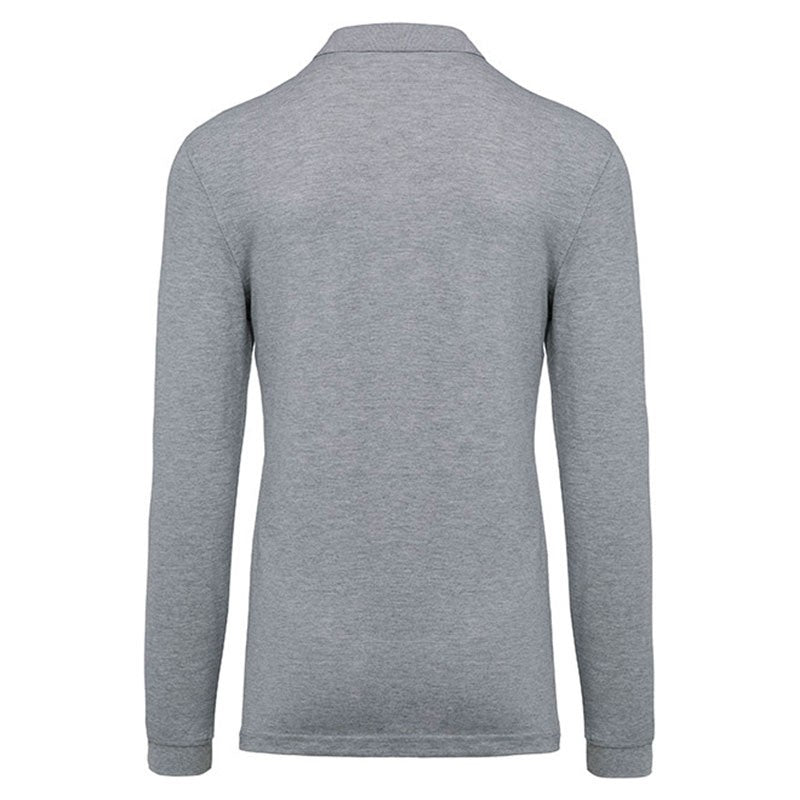 polo de travail homme et femme manches longues gris chiné