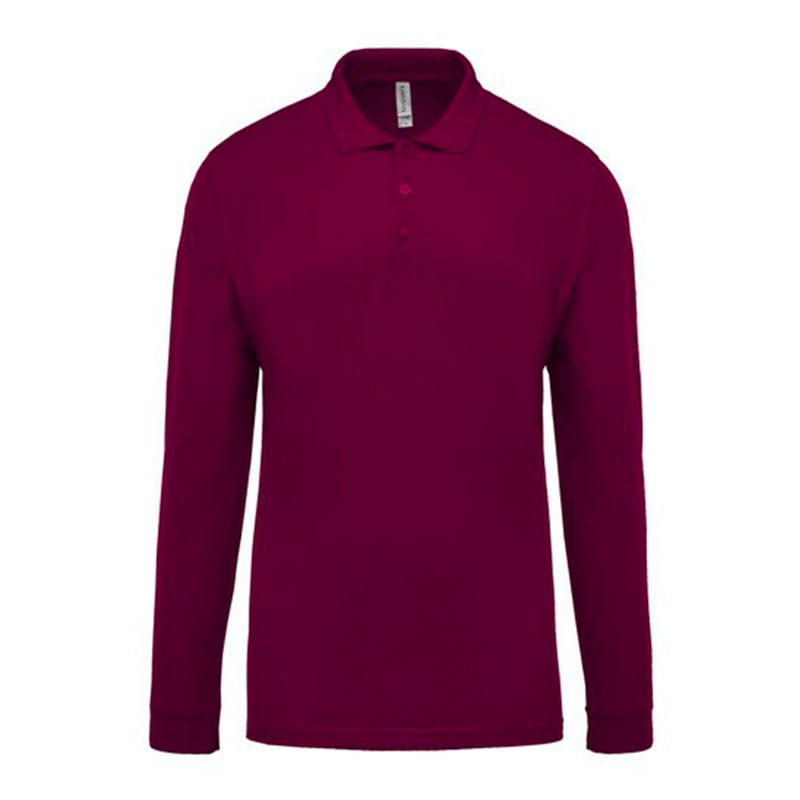 Polo de Travail Coton Bordeaux Manches Longues Homme TOPTEX
