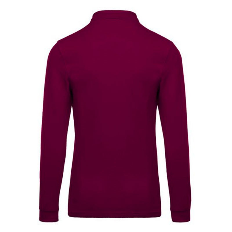 Polo de travail extérieur pour homme bordeaux manches longues