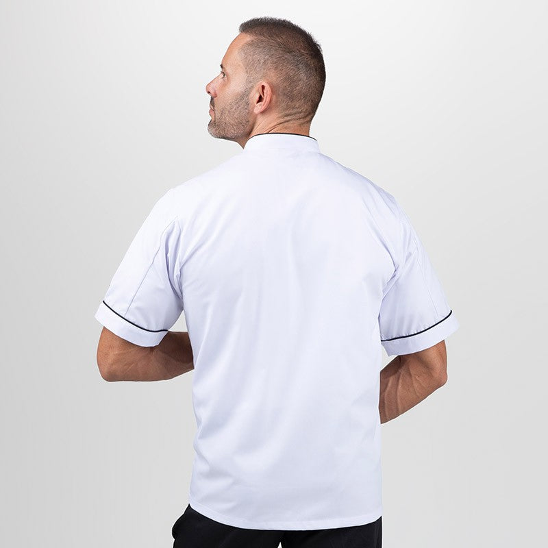 Veste de Cuisine Blanche Liseré Noir ML ou MC - MANELLI