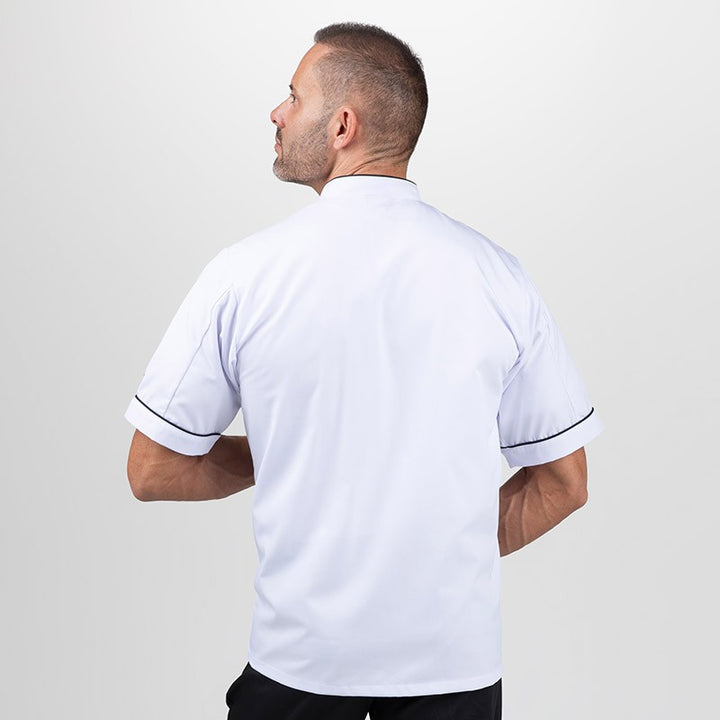 Veste de Cuisine Blanche Liseré Noir ML ou MC - MANELLI