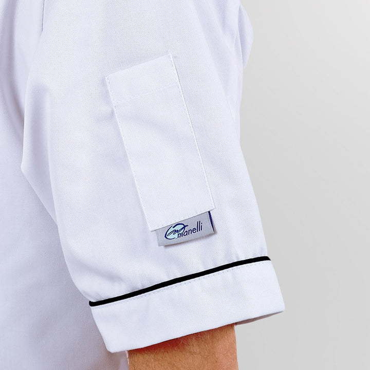 Veste de Cuisine Blanche Liseré Noir Poche à Stylo