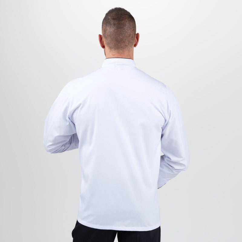Veste de Cuisine Blanche Liseré Noir ML ou MC - MANELLI - Manches Longues