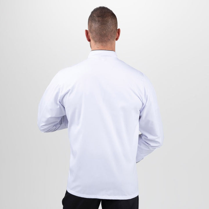Veste de Cuisine Blanche Liseré Noir ML ou MC - MANELLI - Manches Longues