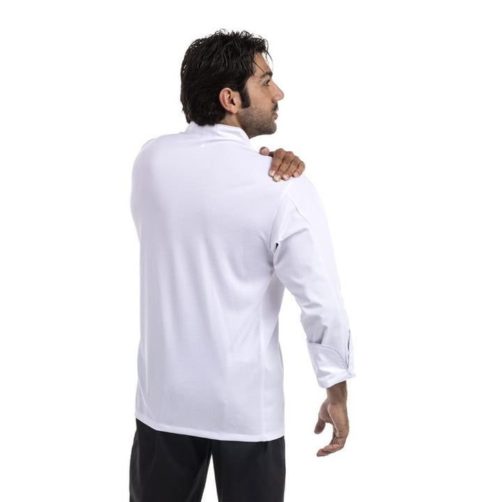 Veste de Cuisine Blanche Respirante liseré noir ou gris - MANELLI