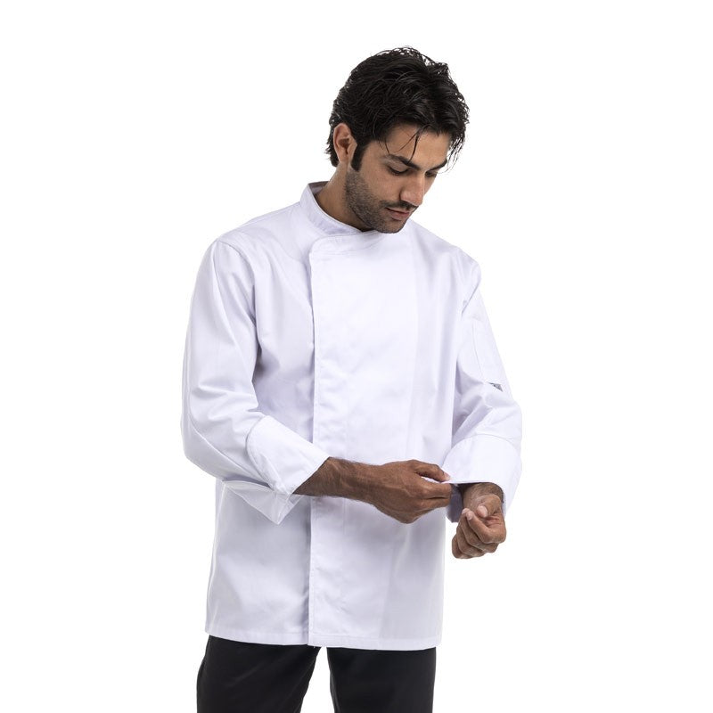 Veste de Cuisine Blanche Respirante liseré noir ou gris - MANELLI
