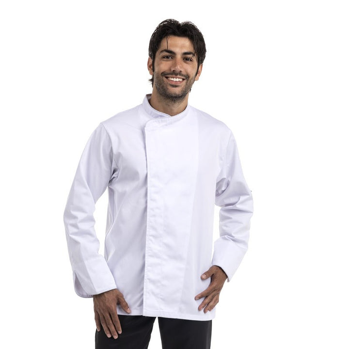 Veste de Cuisine Blanche Respirante liseré noir ou gris - MANELLI