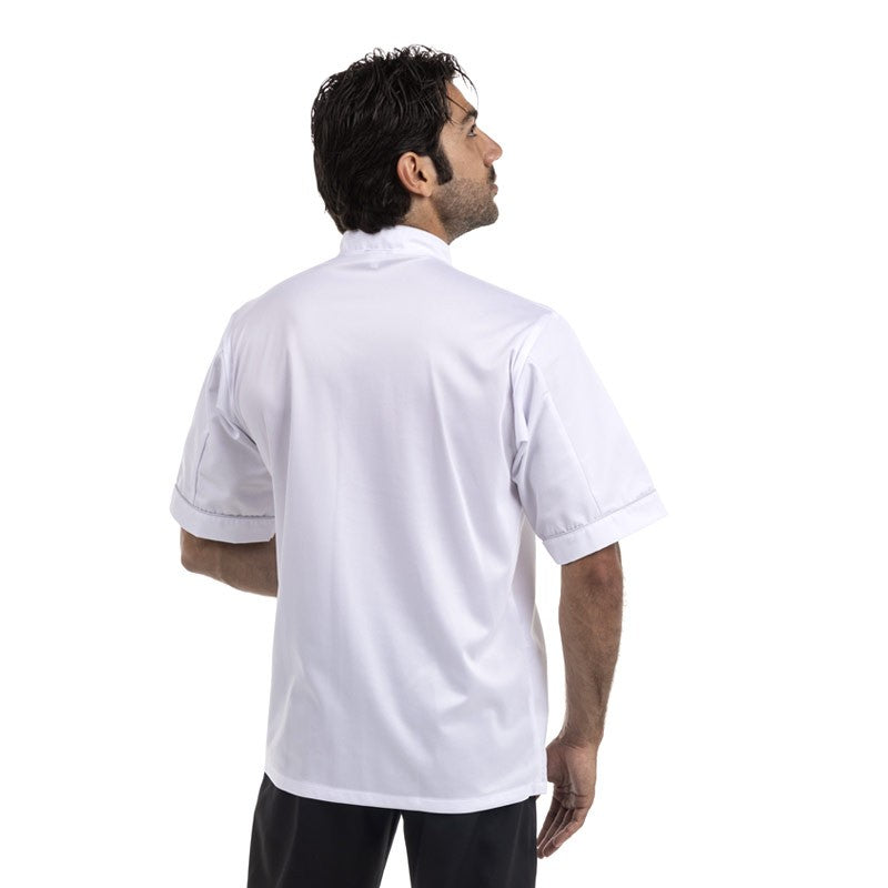 Veste de Cuisine Blanche Respirante liseré noir ou gris - MANELLI