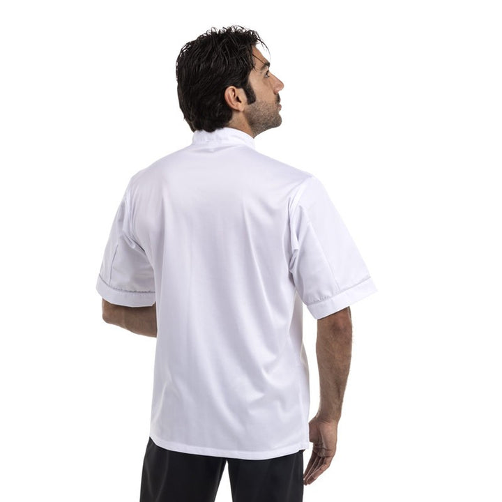 Veste de Cuisine Blanche Respirante liseré noir ou gris - MANELLI