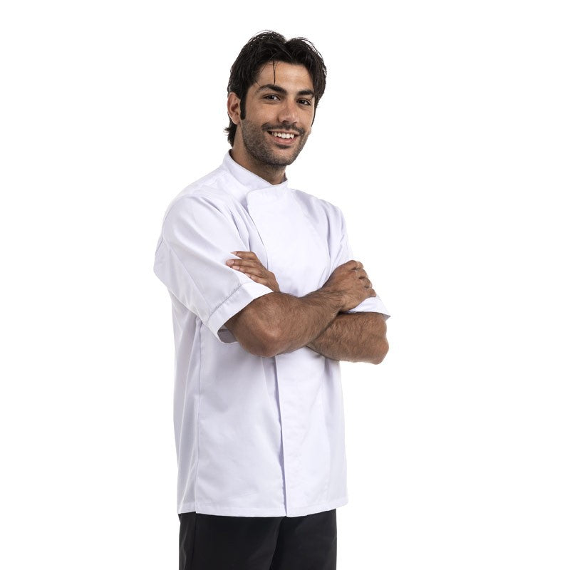 Veste de Cuisine Blanche Respirante liseré noir ou gris - MANELLI