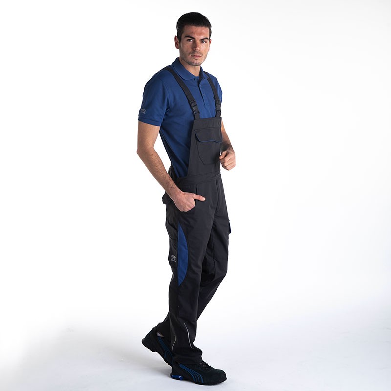 Salopette de Travail Bicolore Noir et Bleu Homme détail côté PUMA WORKWEAR