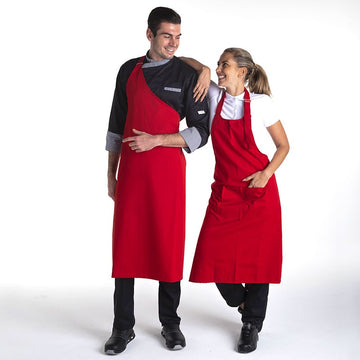 Tablier pour boucher couleur rouge polyester Manelli