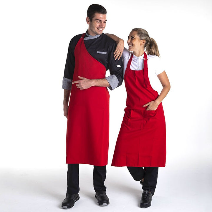 Tablier pour boucher couleur rouge polyester Manelli