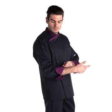 Veste de Pâtissier Col Aubergine manches longues MANELLI
