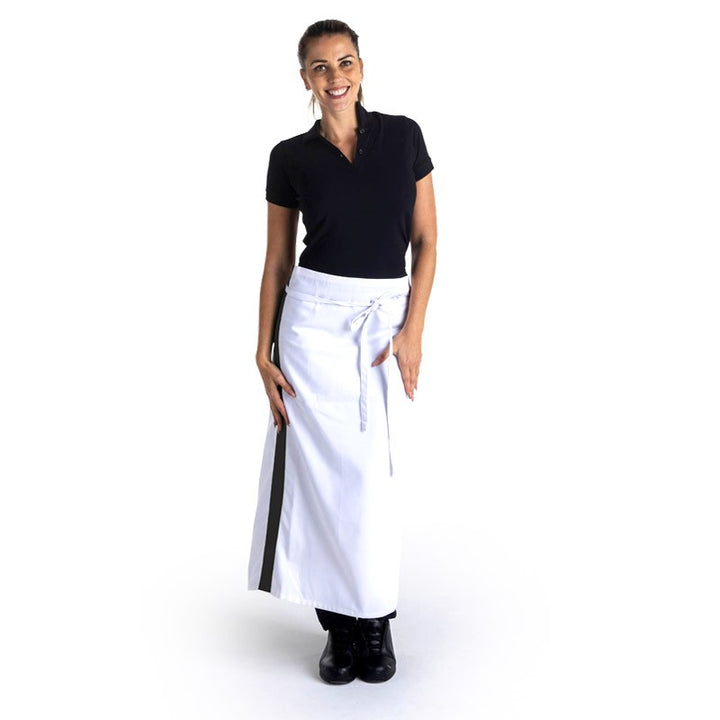 Tablier blanc bande noir - 90cm