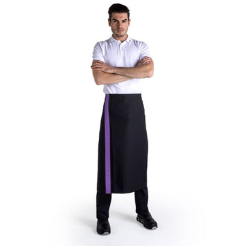 Tablier noir bande couleur - 90cm - MANELLI - lilas