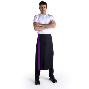 Tablier noir bande couleur - 90cm - MANELLI - violet