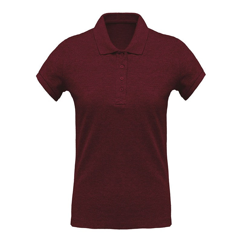 Polo Piqué Bio Manches Courtes Femme Bordeaux TOPTEX