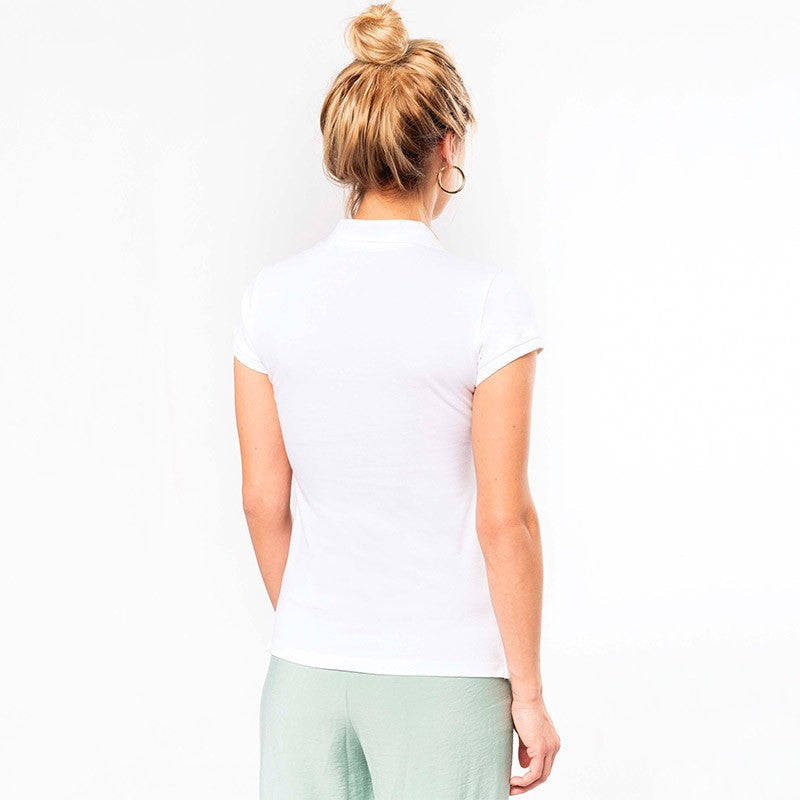 Polo de travail spécial cuisine pour femme blanc 100% coton bio
