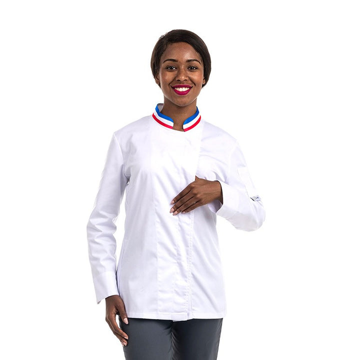 Veste de Cuisine Femme Col Tricolor Blanche MANELLI