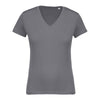 T-shirt de Travail Femme Gris 100% Coton Bio Col V - KARIBAN