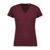 T-shirt de Travail Bordeaux 100% Coton Bio Col V Femme - KARIBAN