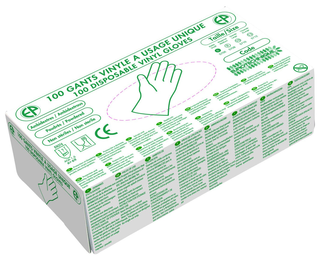 Gants Vinyle 5700 Poudré AQL 1.5 Jetable (100 gants) - COVERGUARD I BOITE