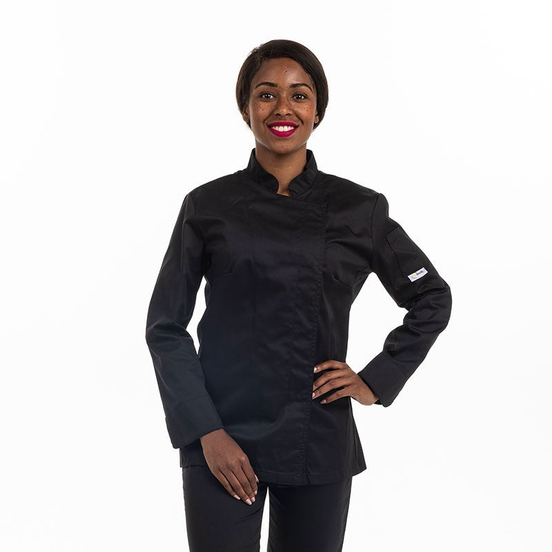 Veste de cuisine Eco-responsable manches longues Femme noire - MANELLI