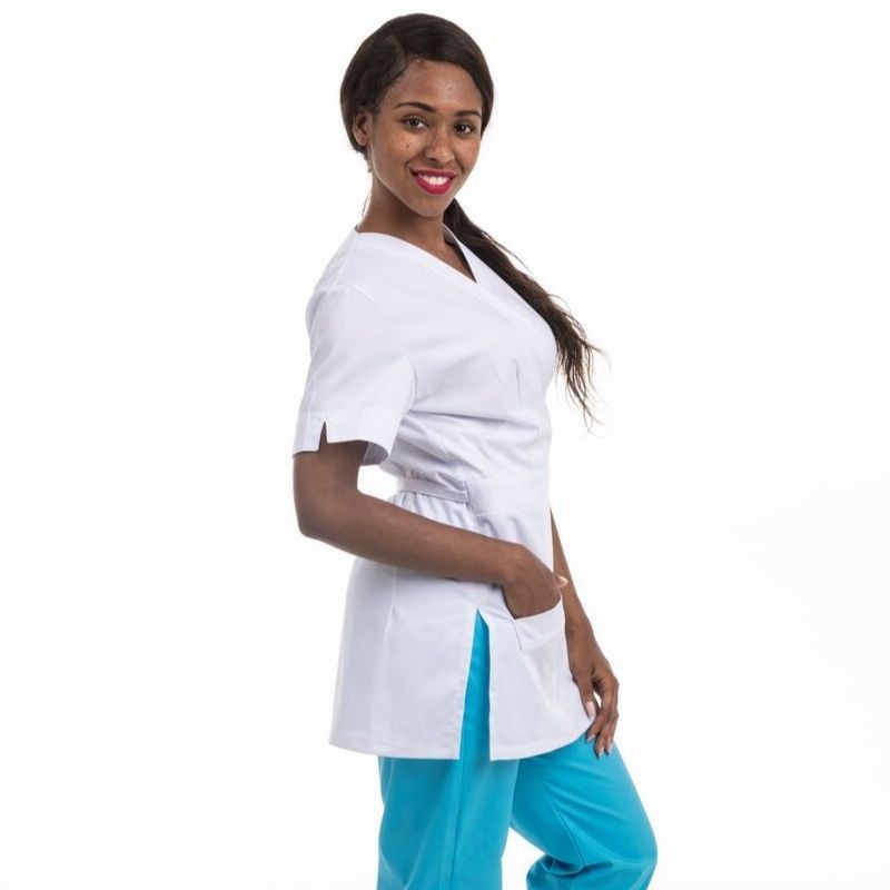 Blouse Estheticienne ECO/LYOCELL forme Cache-Cœur Longue - MANELLI