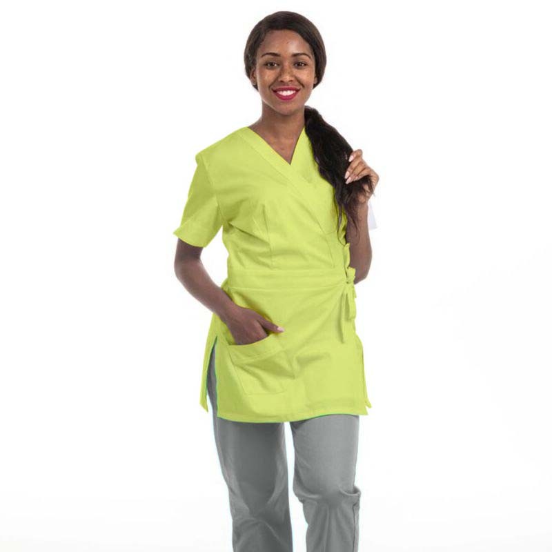 Blouse Esthéticienne Longue forme Cache-Coeur Anis - MANELLI