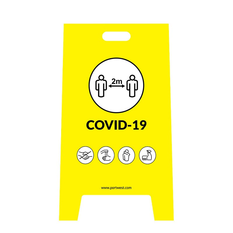 Panneau d'Avertissement COVID 19 Jaune PORTWEST