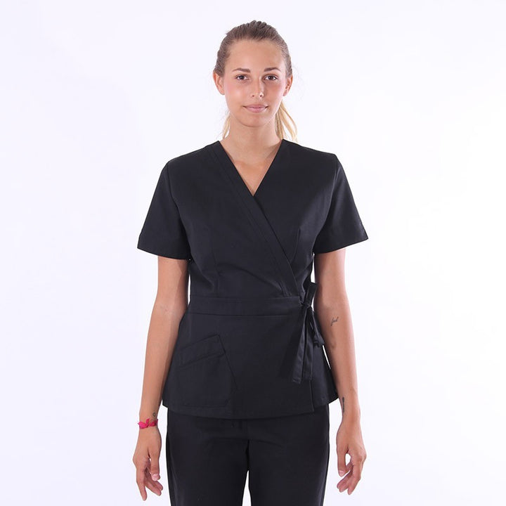 Blouse Esthéticienne Cache-Cœur Blanche ECO/LYOCELL - MANELLI I NOIR